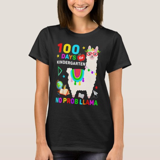 100th Day Of School No Prob Llama 100 Days Of Kind T-Shirt (Vorderseite)