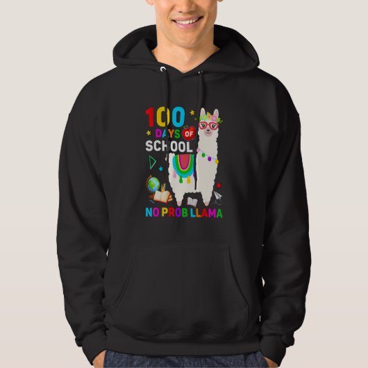 100th Day of School No Prob Llama 100 Days Of Scho Hoodie (Vorderseite)