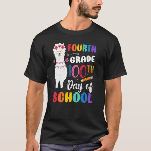 100th Day Of School No Prob Llama 100th Day Fourth T-Shirt (Vorderseite)