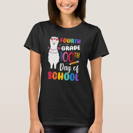 100th Day Of School No Prob Llama 100th Day Fourth T-Shirt (Vorderseite)