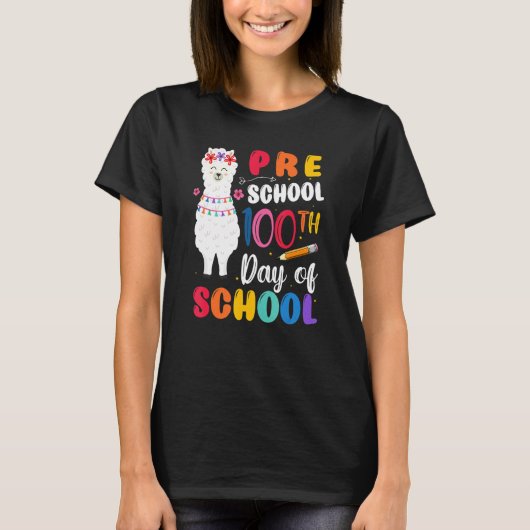 100th Day Of School No Prob Llama 100th Day Presch T-Shirt (Vorderseite)