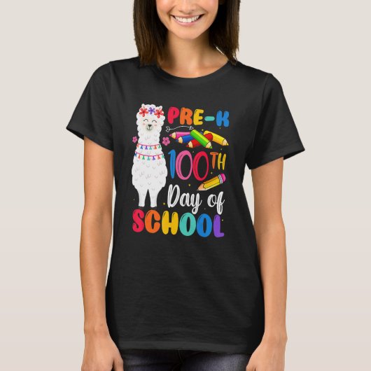 100th Day Of School No Prob Llama Happy 100th Day T-Shirt (Vorderseite)