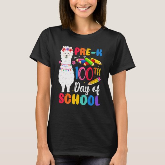 100th Day Of School No Prob Llama Happy 100th Day T-Shirt (Vorderseite)