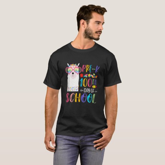 100th Day Of School No Prob Llama Teacher 100 Days T-Shirt (Vorne ganz)