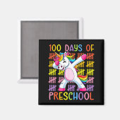 100th Day Of School Of Preschool Unicorn 100 Days Magnet (Vorderseite/Rückseite)