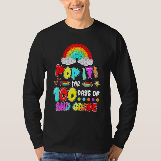 100th Day Of School Pop It 100 Days Of 2nd Grade F T-Shirt (Vorderseite)