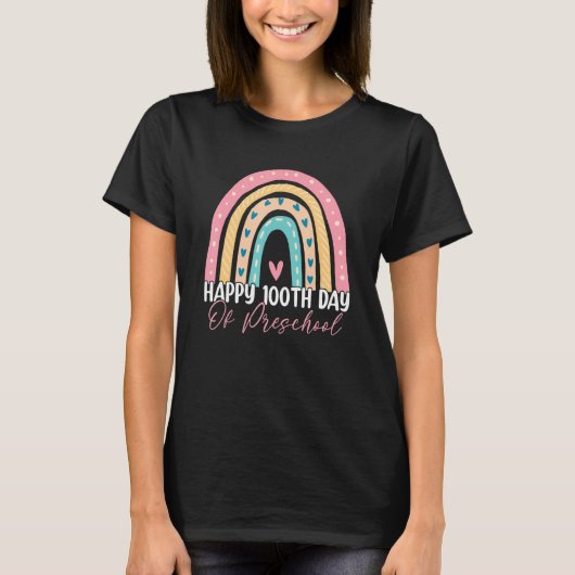 100th Day Of School Preschool Teacher Boho Rainbow T-Shirt (Vorderseite)