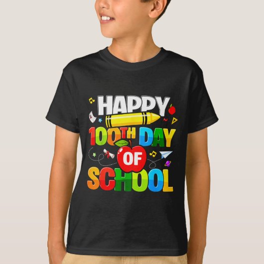100th Day Of School Shirt For Teachers Kids Happy (Vorderseite)