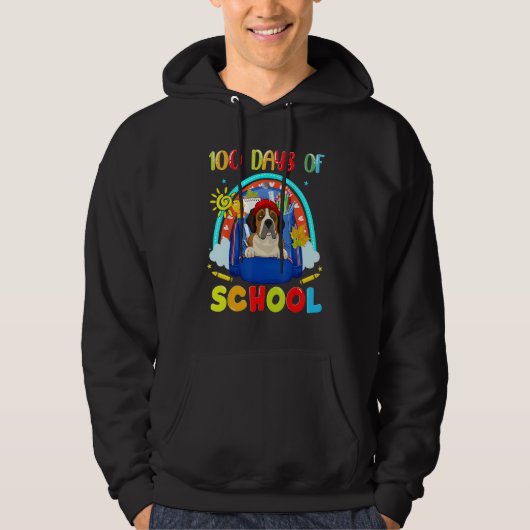100th Day of School St Bernard Dog Lovers Teacher Hoodie (Vorderseite)