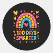 100th Day Of School Teacher 100 Days Smarter Rainb Runder Aufkleber (Vorderseite)