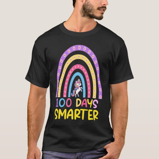 100th Day of School Teacher 100 Days Smarter Rainb T-Shirt (Vorderseite)