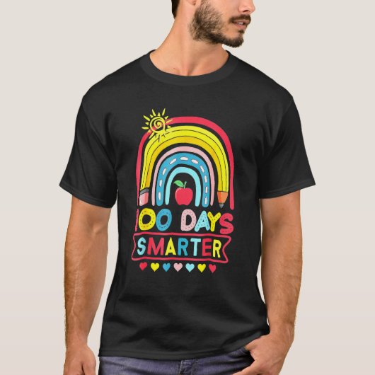 100th Day Of School Teacher 100 Days Smarter Rainb T-Shirt (Vorderseite)