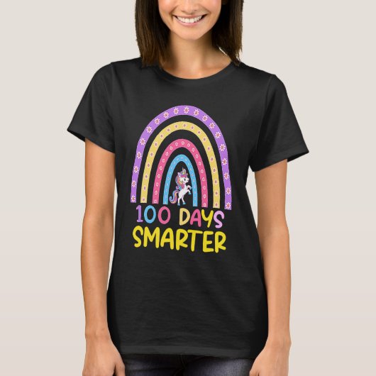 100th Day of School Teacher 100 Days Smarter Rainb T-Shirt (Vorderseite)
