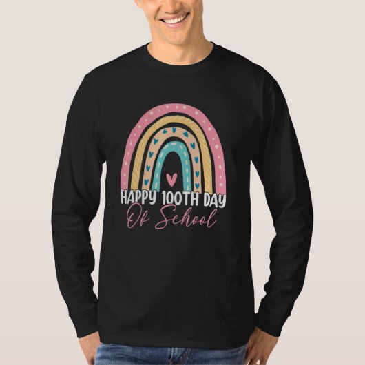 100th Day Of School Teacher Boho Rainbow 100 Days T-Shirt (Vorderseite)