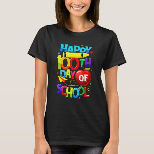 100th Day Of School Teacher Kid Child Happy 100 Da T-Shirt (Vorderseite)