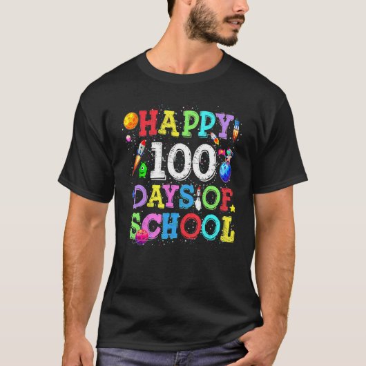 100th Day of School Teacher Kids Child Astronaut O T-Shirt (Vorderseite)