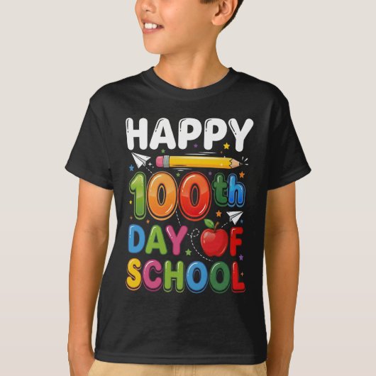 100th Day of School Teacher Student Happy 100 Days T-Shirt (Vorderseite)