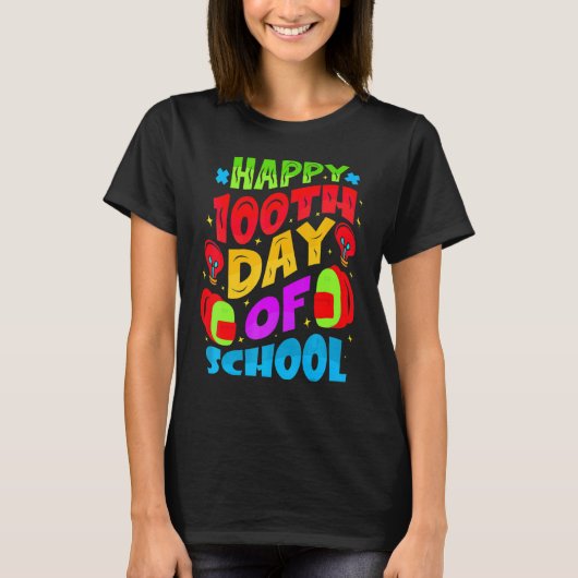 100th Day of School Teachers Kids Child Happy 100 T-Shirt (Vorderseite)