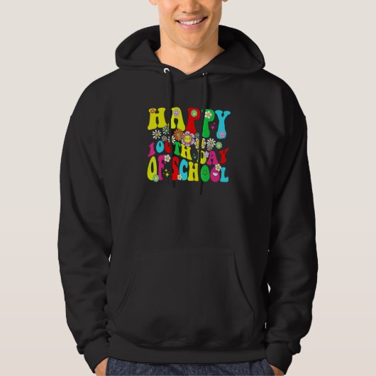 100th Day Of School Teachers Retro Groovy Happy 10 Hoodie (Vorderseite)