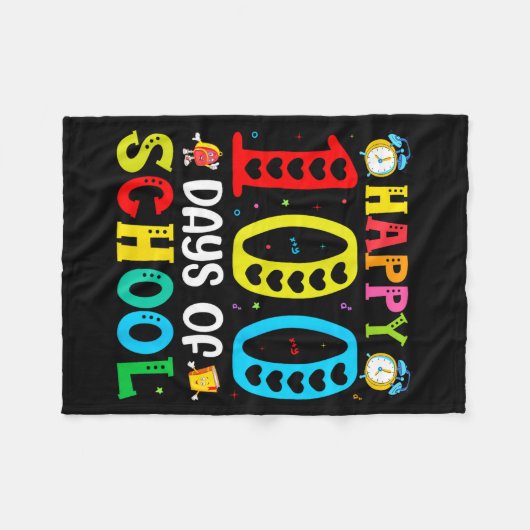 100th Day Of School Teachers Students 100 Days Of Fleecedecke (Vorderseite (Horizontal))