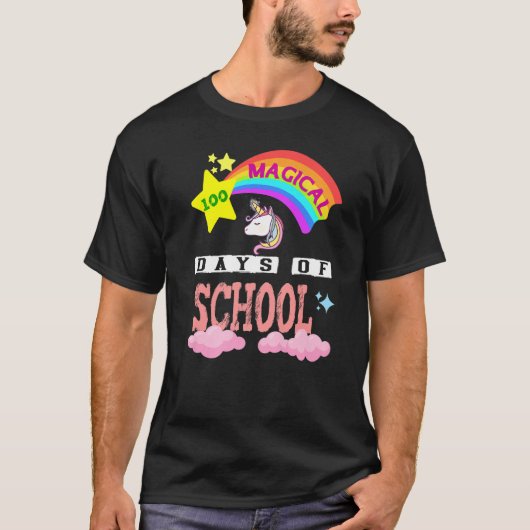 100th Day of School Unicorn 100 Magical Days Teach T-Shirt (Vorderseite)