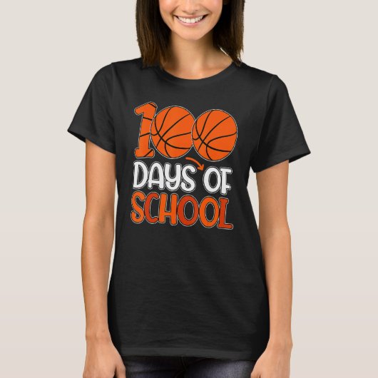 100th Day Student Boys Girls Basketball 100 Days O T-Shirt (Vorderseite)