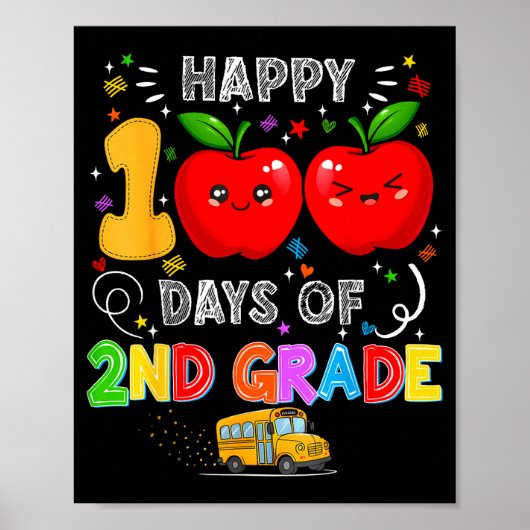 100th Days Of 2nd Grade 100 Days Toddler Girl  Poster (Vorne)