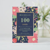 100th Geburtstags-Einladung - Gold, elegantes Einladung (Stehend Vorderseite)