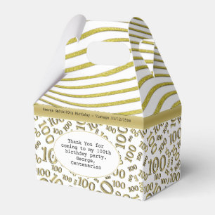 100th Geburtstags-Gold und weißes Collagen-Muster Geschenkschachtel