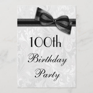 100th Geburtstags-Party-Damast und Imitat-Bogen Einladung