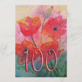 100th Geburtstags-Party Einladung - rote