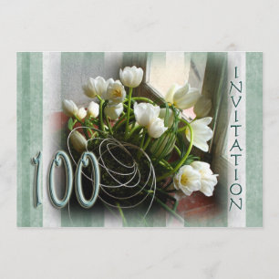 100th Geburtstags-Party Einladung - weiße Tulpen