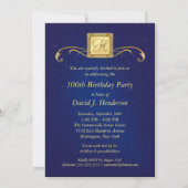 100th Geburtstags-Party-Foto-Einladungen - Blau Einladung (Rückseite)