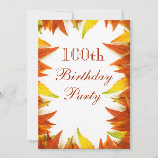100th Geburtstags-Party-Herbst/Herbstlaub Einladung