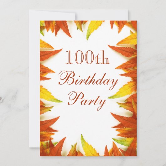 100th Geburtstags-Party-Herbst/Herbstlaub Einladung (Vorderseite)