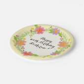 100th Geburtstags-Partywatercolor-modernes Blumen Pappteller (Schrägansicht)