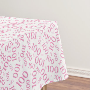 100th Geburtstags-rosa und weißes Zahl-Muster Tischdecke