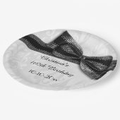 100th Geburtstags-schwarzer Damast und Pappteller (Schrägansicht)