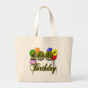 100th Geburtstags-Taschen-Tasche mit Ballonen Jumbo Stoffbeutel