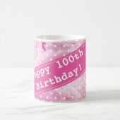 100th Geburtstags-Tasse mit rosa Rosen-Blumen Kaffeetasse (Mittel)