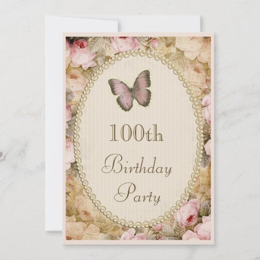 100th Geburtstags-Vintager Einladung (Vorderseite)
