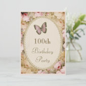 100th Geburtstags-Vintager Einladung (Stehend Vorderseite)