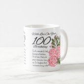 100th Geburtstags-Weiß 11-Unze-klassische weiße Kaffeetasse (VorderseiteRechts)