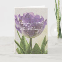 100th Geburtstagskarte mit lila Tulpe-Blumen