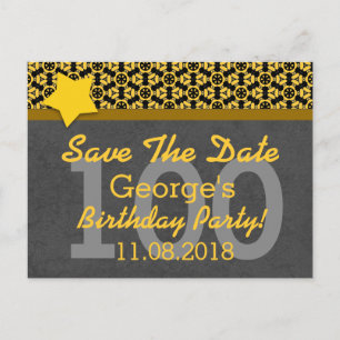100th Save the Date HAT dunkelgraues Gold G80D in Ankündigungspostkarte