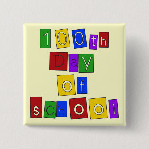 100th Tag der Schulblockschrift Button