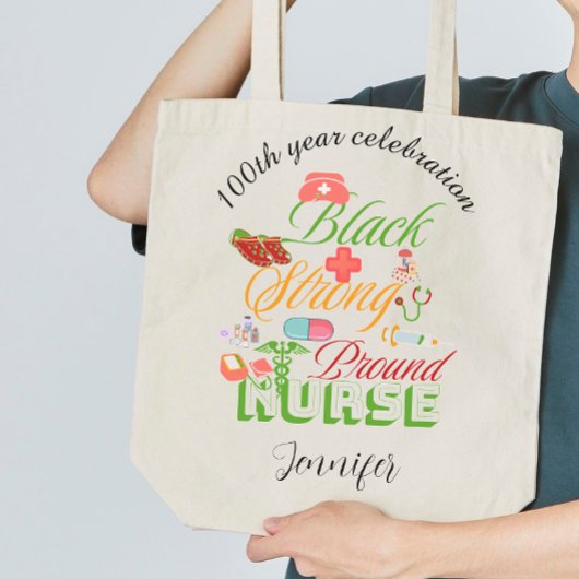 100th year celebration black history nurse jumbo stoffbeutel