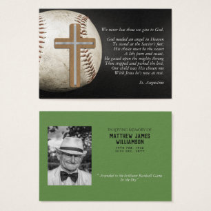 100x BASEBALL Memorial Prayer Card Foto und Verse