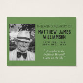 100x BASEBALL Memorial Prayer Card Foto und Verse (Rückseite)