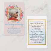 100x Blue Peach Floral FOTO Gebet Gedenkkarte Visitenkarte (Vorne/Hinten)